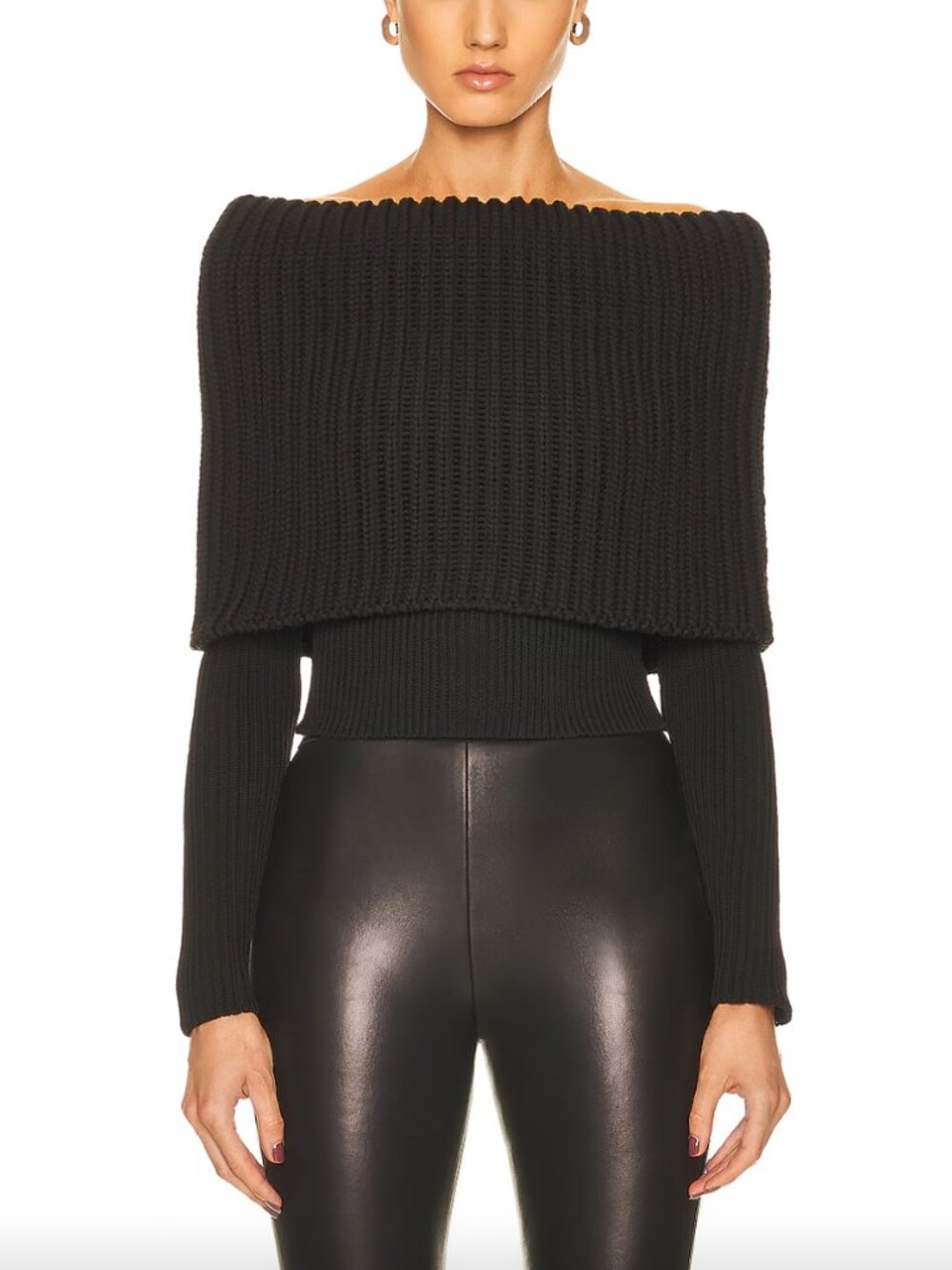 $1370 Alaia Black Ribbed Mock Neck Detroit Sweater size FR 40/8/Medium